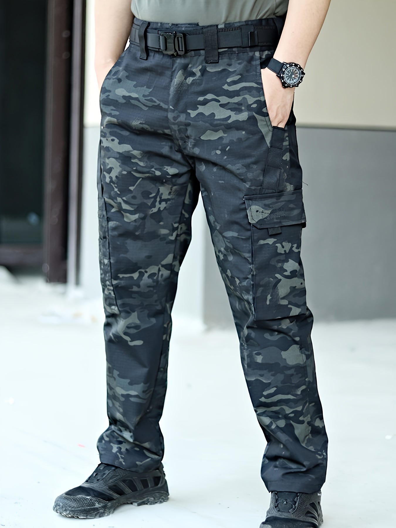 Men's Multi-Pocket Cargo Pants - Waterproof, Durable & Tear-Resistant for Outdoor Activities like Hiking, Camping, Hunting | All-Season Polyester Workwear
