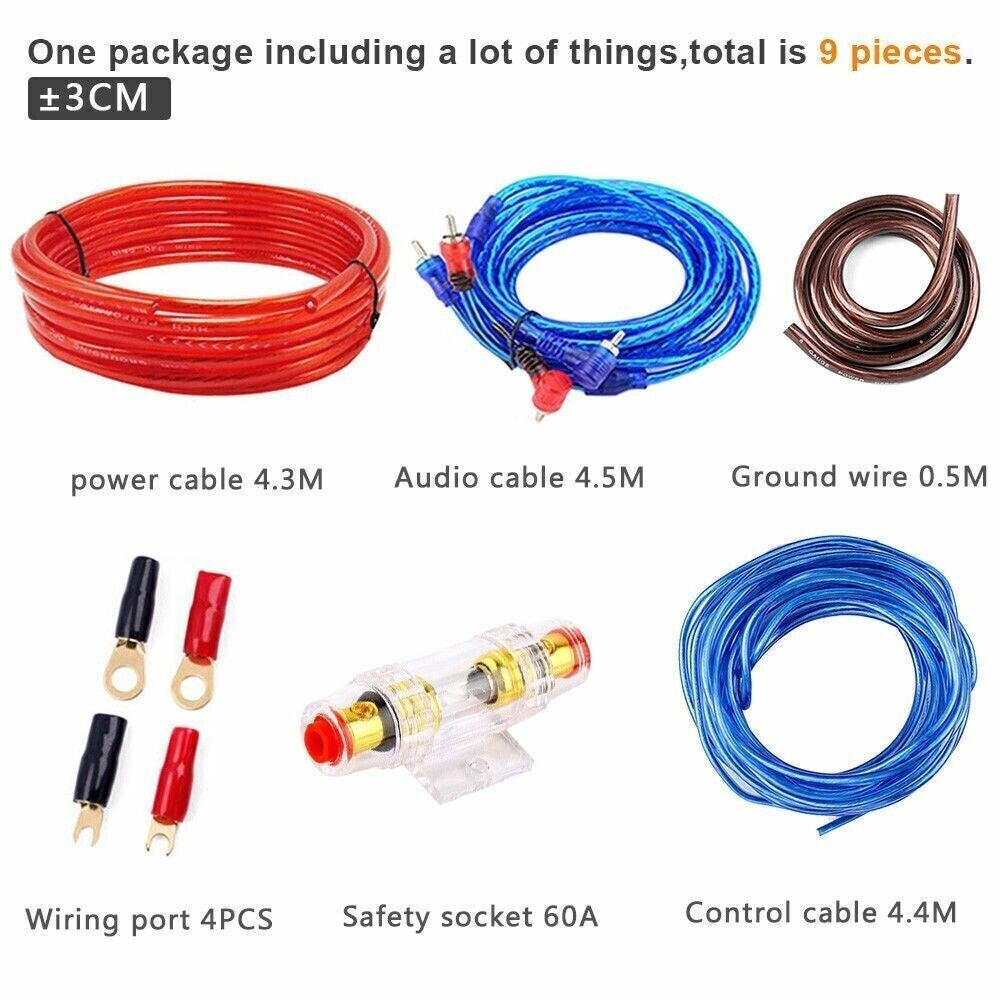 Car Audio Cable Kit 1500W Amp Amplifier Install RCA Subwoofer Sub Wiring 8 Gauge