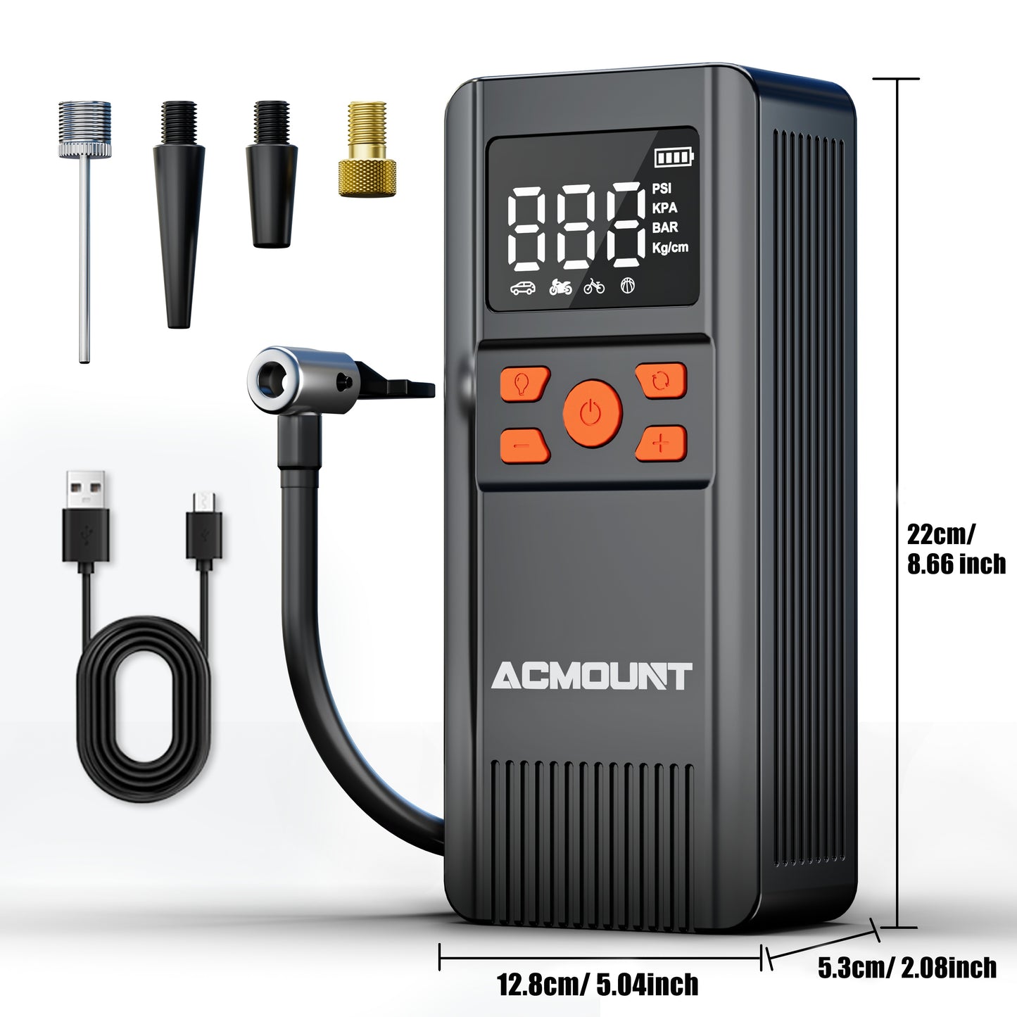 150PSI Portable Air Compressor Tire Inflator - 2X Faster Cordless Tire Pump with Digital Pressure Gauge, LED Light, USB Charging, and Rechargeable Lithium Battery - Perfect for Car, Bike, Motorcycle, and Ball Inflation