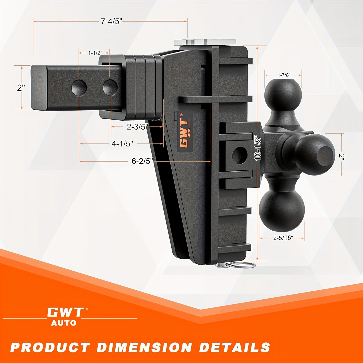 Heavy Duty 2" Trailer Hitch Receiver - 6" Drop Adjustable Tri-Ball Mount, 17000 LBS Capacity, Durable Iron Construction, Smoother Towing for RVs, Trucks & Boats, Easy Installation, Corrosion-Resistant, Sleek Black Finish