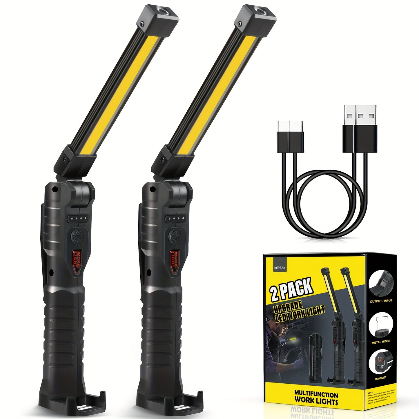 7 Lighting Modes High Lumens Rechargeable Work Light Magnetic Flashlight, Portable LED Grill Light, Foldable Mechanic Hand Held Light for Men, Car Repairing Tool, Guy Gift