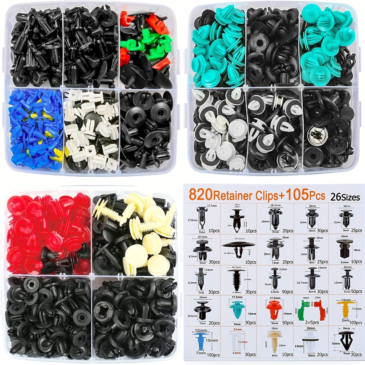 925pcs-100Pcs Auto Fastener Clip Kit Rivet Clips Auto Body Push Retainer Pin Rivet Bumper Door Trim Panel Retainer Repair