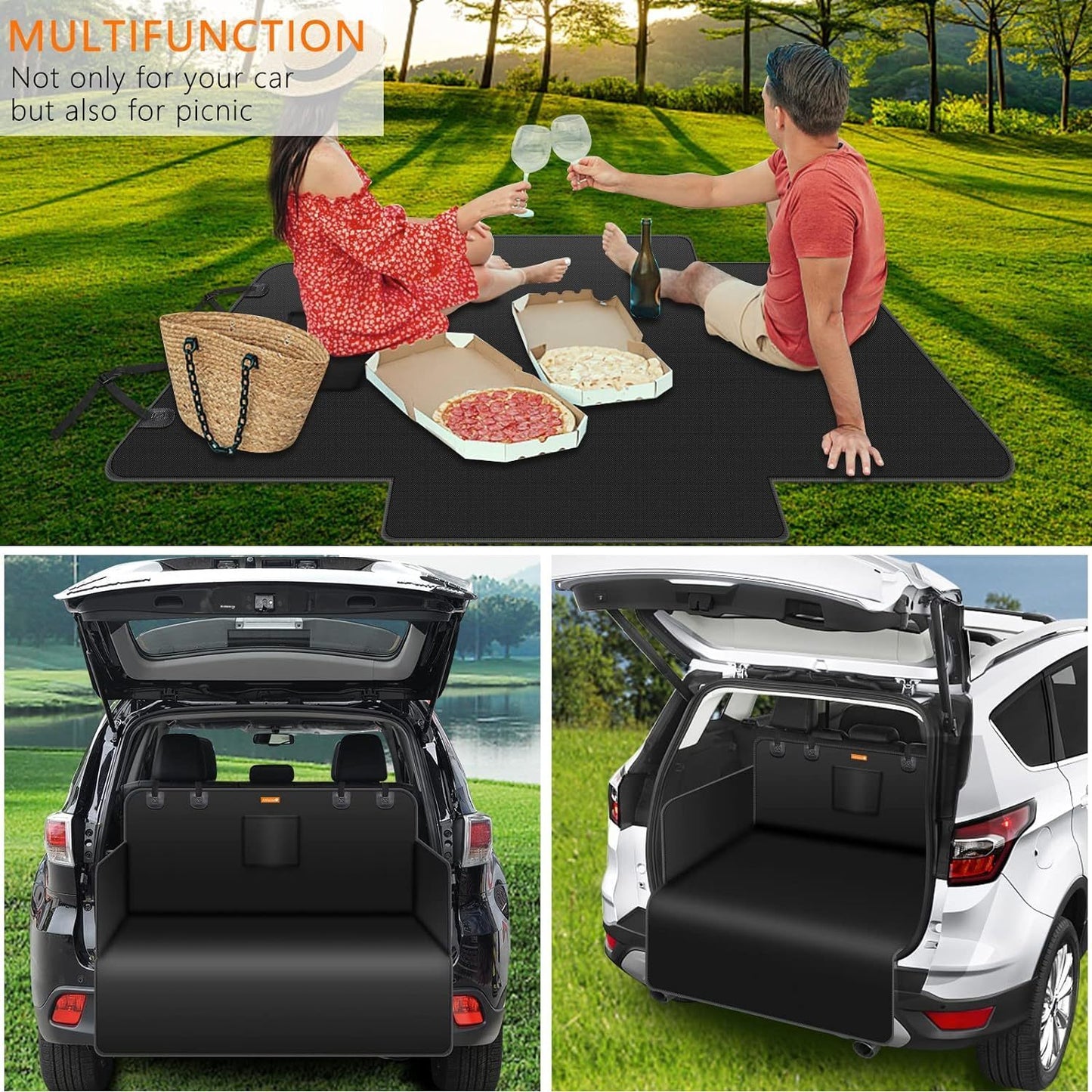 Cargo Liner for Dog - Nonslip Waterproof Pet Dog Back Seat Cover - Durable Washable Boot Liner Mat Travel, Universal for Medium Small Car Truck SUV (Black)