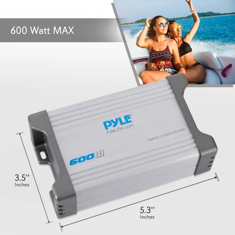 PLMRMP2A Waterproof 600 W 2 Channel Marine Power Audio Amplifier for Boats