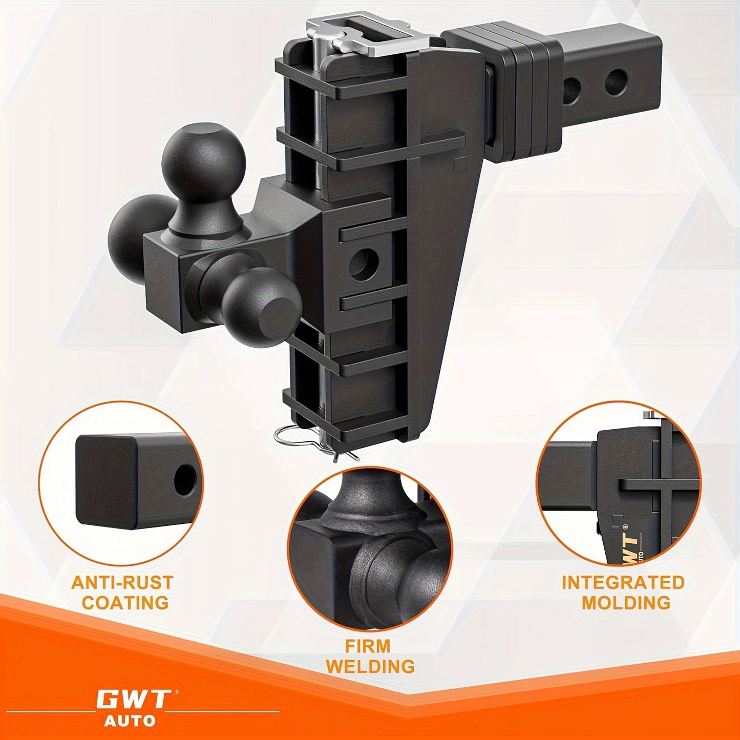 Heavy Duty 2" Trailer Hitch Receiver - 6" Drop Adjustable Tri-Ball Mount, 17000 LBS Capacity, Durable Iron Construction, Smoother Towing for RVs, Trucks & Boats, Easy Installation, Corrosion-Resistant, Sleek Black Finish