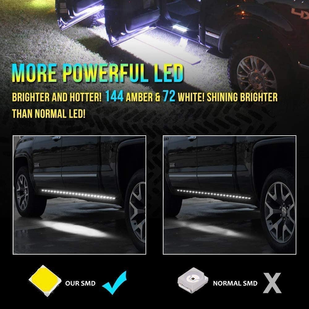 2Pcs Truck LED Running Board Lights Sequential Amber Led Side Marker Light 70 In