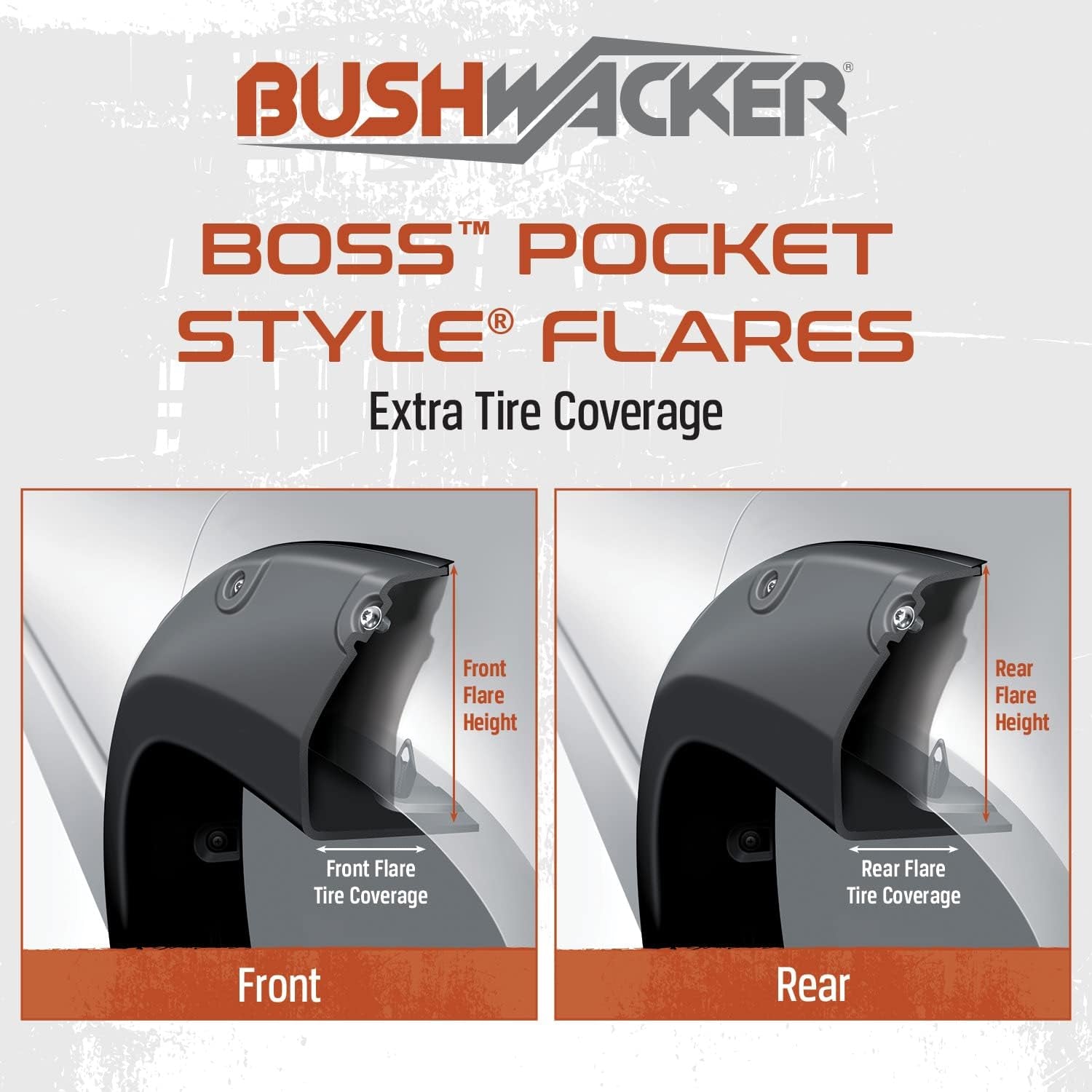 Boss Pocket/Rivet Style Rear Fender Flares | 2-Piece Set, Black, Smooth Finish | 40085-02 | Fits 2007-2013 GMC Sierra 1500; 2007-2014 Sierra 2500 HD