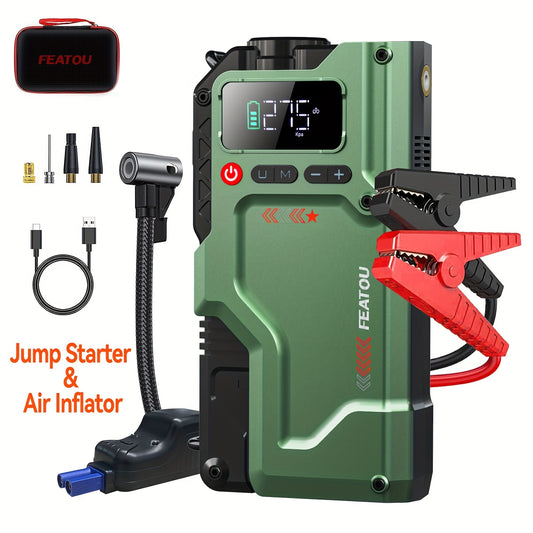Jump Starter With Air Compressor 5in 1 Jump Starter, 7000A Emergency Starter (applicable To 12V/99% Gasoline Vehicles/2.51gal Diesel) 12VCar Battery Charger With Intelligent Safety Jumper Cable, Start Power Supply With Air Co