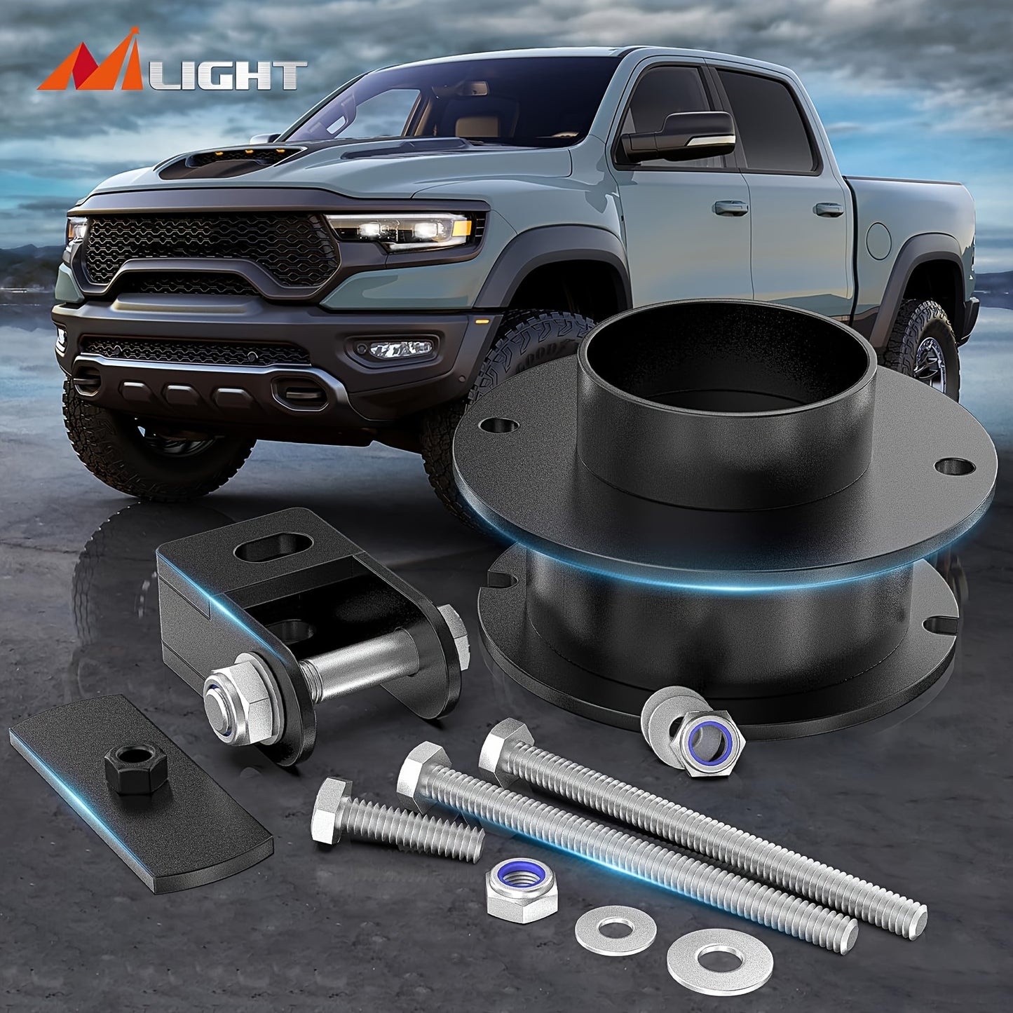 2.5 Inch Front Leveling Lift Kit For 2014 2015 2016 2017 2018 2019 2020 2021 2022 2023 Ram 2500 4WD 2013-2022 Ram 3500 4WD Spring Spacers And Shock Extenders Lift Kits Nilight