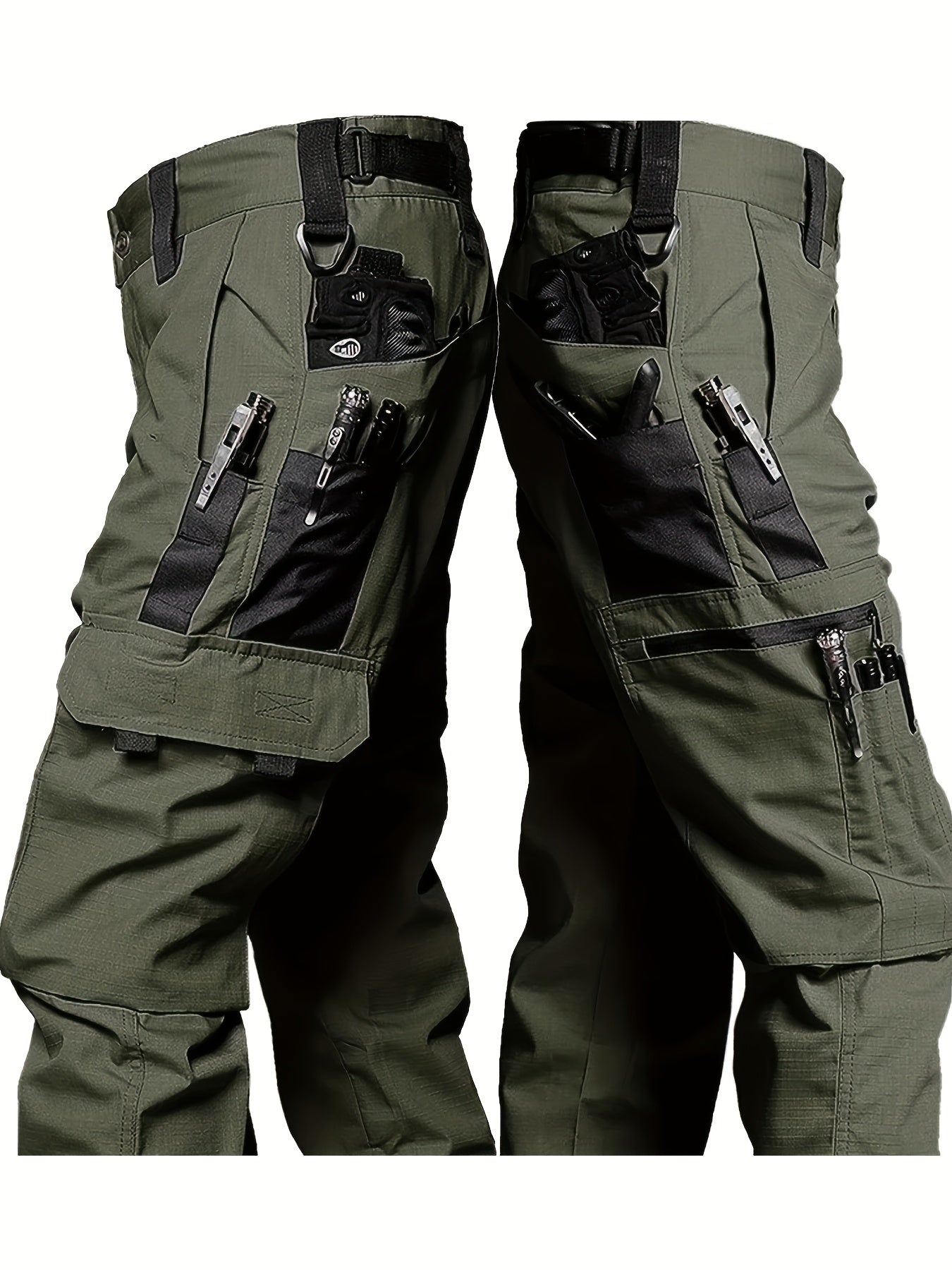 Men's Multi-Pocket Cargo Pants - Waterproof, Durable & Tear-Resistant for Outdoor Activities like Hiking, Camping, Hunting | All-Season Polyester Workwear