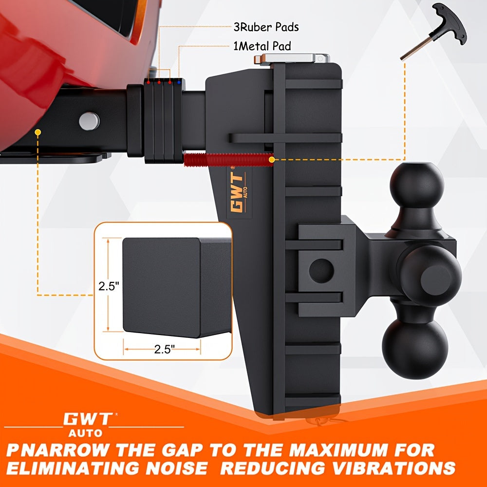 [8 Inch Drop Adjustable Hitch Receiver] Trailer Hitch 2.5 Inch Receiver 8 Inch Drop Adjustable Hitch Receiver Hitch