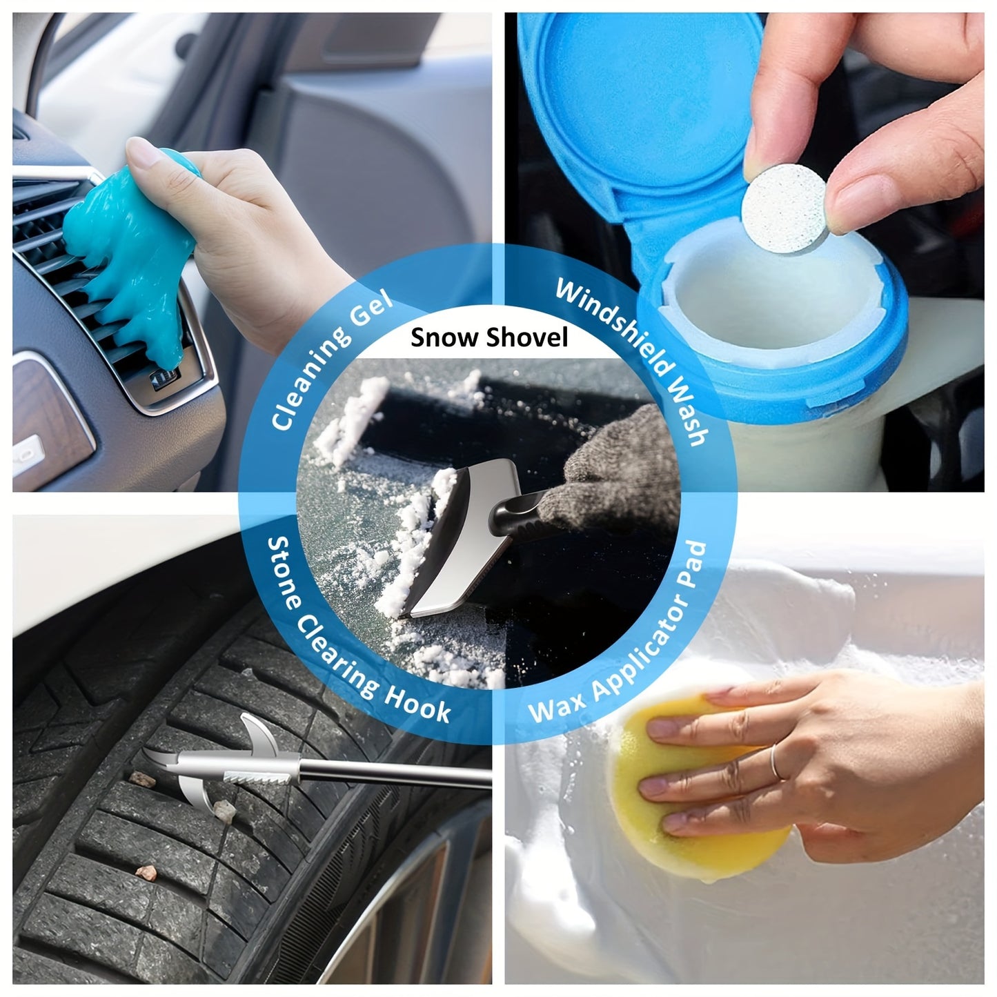 41pcs High Power Car Cleaning Kit: Complete Car Care Tools with Handheld Vacuum, Collapsible Bucket, Windshield Tool, Gel, Snow Shovel, Tire Brush, and More