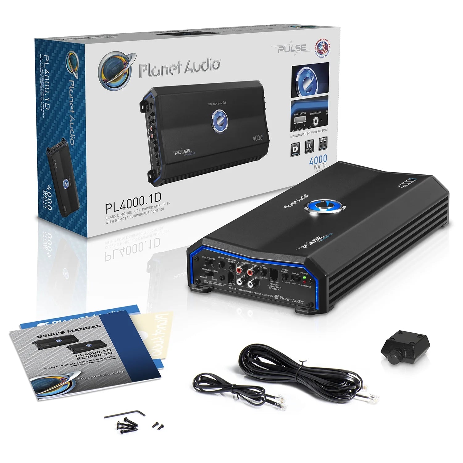 PL4000.1D 4000 W Max 1 Ohm Monoblock Class D Car Stereo Amplifier
