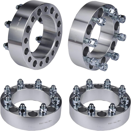 Wheel Spacer Set of 4-8X6.5 Bolt Pattern - 8X165.1Mm Lug Centric 130Mm Bore - 9/16-18 Studs 2 Inches Thick - Compatible with Dodge and Ford Trucks - 1994-2011 Ram 2500, Ram 3500, 88-98 F-250, F-350