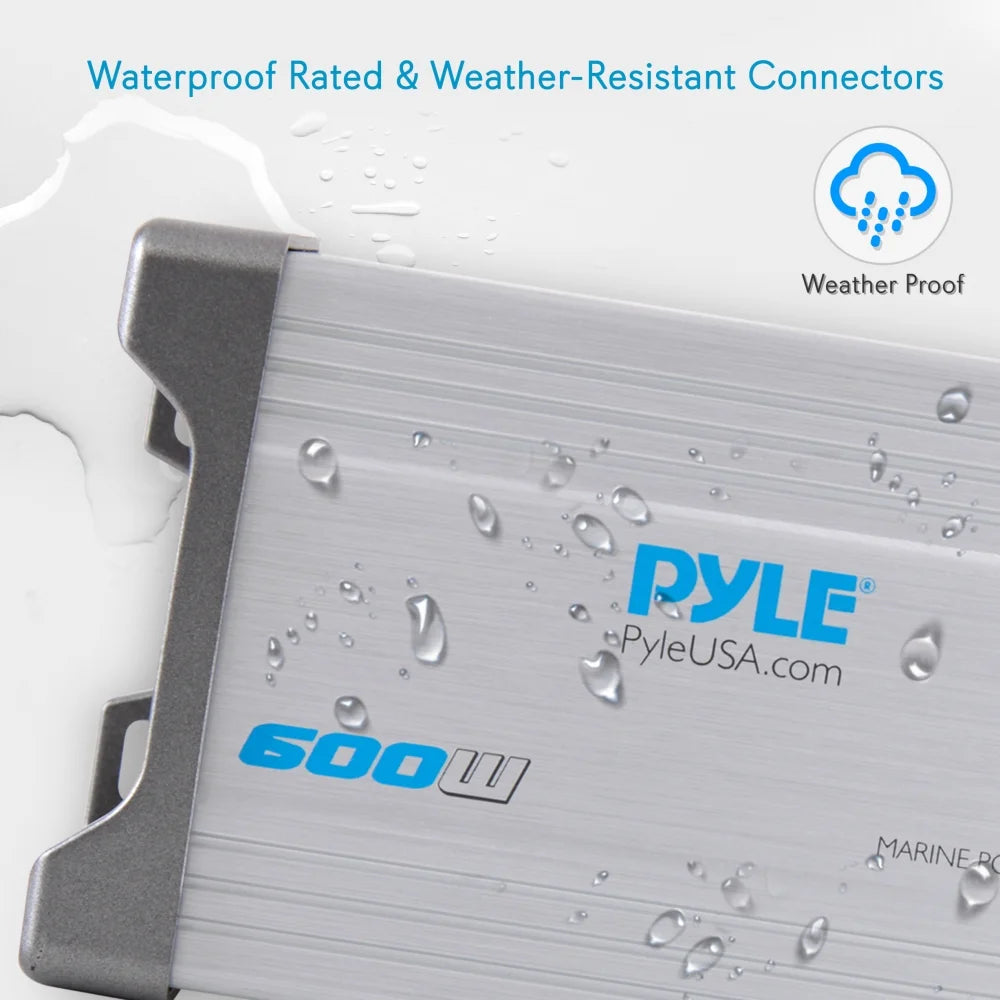 PLMRMP2A Waterproof 600 W 2 Channel Marine Power Audio Amplifier for Boats