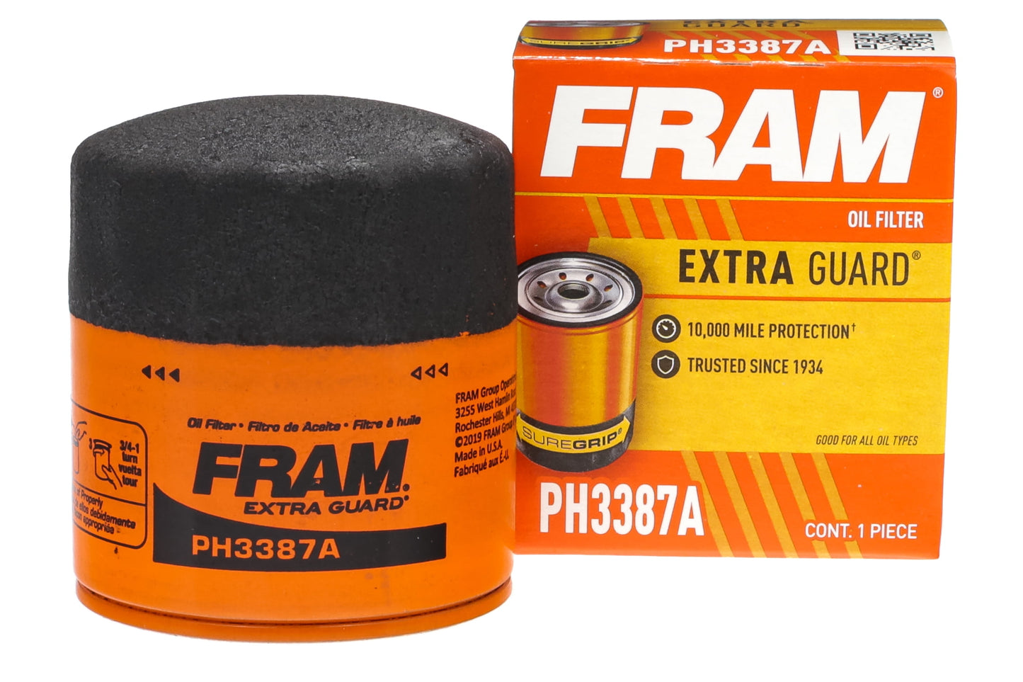 Extra Guard Oil Filter, PH3387A, 10K Miles, Replacement Oil Filter Fits Select Vehicles