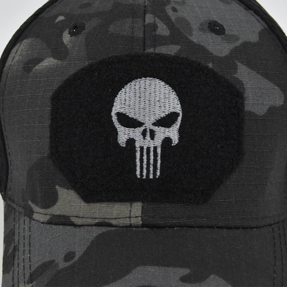 Men Women Skull Print Snapback Cap Outdoors Tactical Camouflage Mesh Baseball Caps Male Summer Sport Hiking Trucker Sunshade Hat