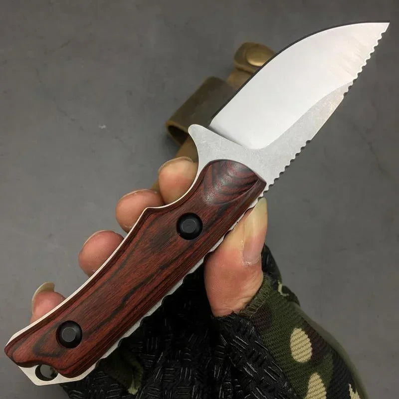 Fixed Blade Knife BM 15017 8Cr13Mov Blade Wood Handle Combat Military Tactical Hunting Camping Self-defense EDC Outdoor Tools