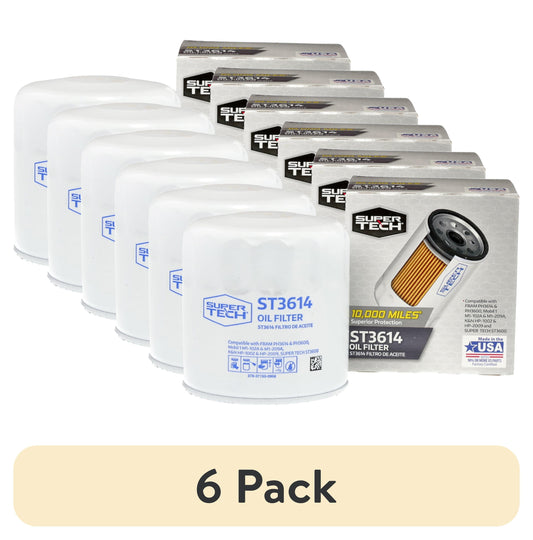 (6 Pack)  ST3614, 10K Mile Spin-On Replacement Oil Filter for Select Ford Vehicles