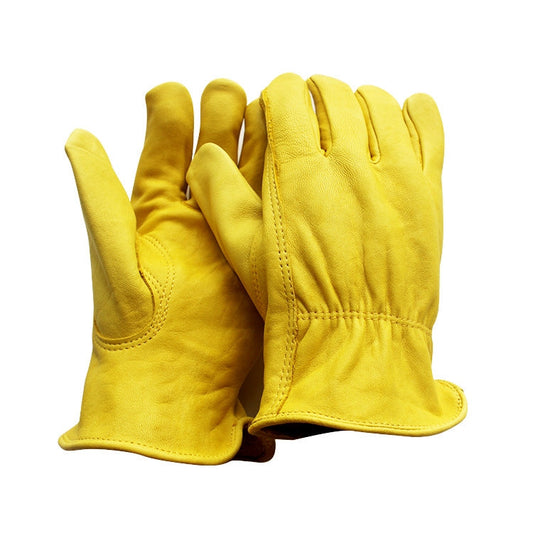 1 Pair JJ-5002 Outdoor Riding Gardening Genuine Leather Safety Gloves,