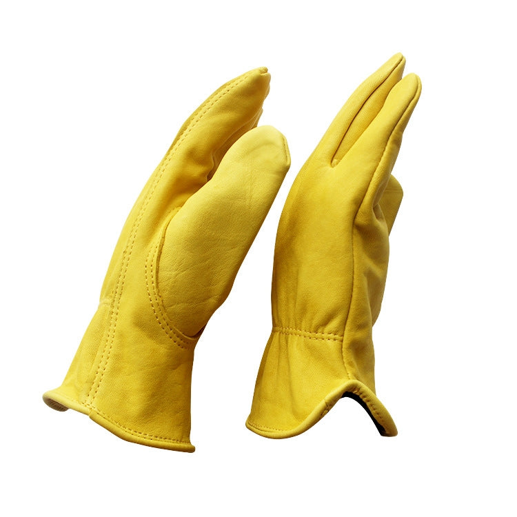 1 Pair JJ-5002 Outdoor Riding Gardening Genuine Leather Safety Gloves,