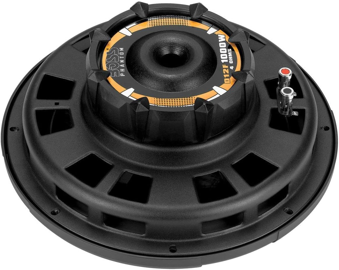 D12F Phantom Series 12 Inch Car Subwoofer - 1000 Watts Max, Single 4 Ohm Voice Coil, Sold Individually, Hook up to Amp
