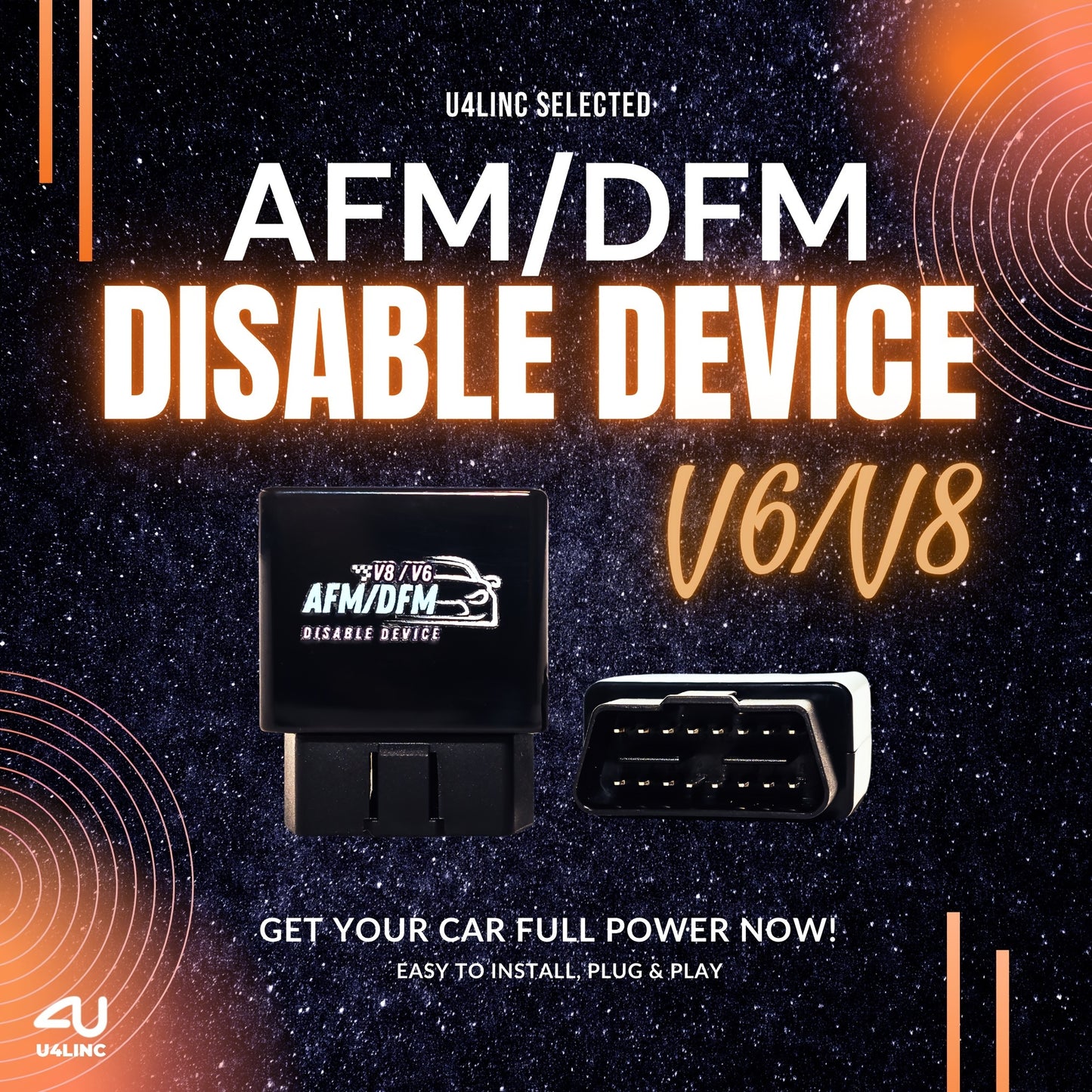 1pc U4LINC AFM/DFM Disabler for V6 & V8 GM, Active Fuel Management Disable Device, 100% Power, Easy Install, Reliable & Durable, American Car Series Compatible, Room Electrical Wiring, ≤36V, Without Battery
