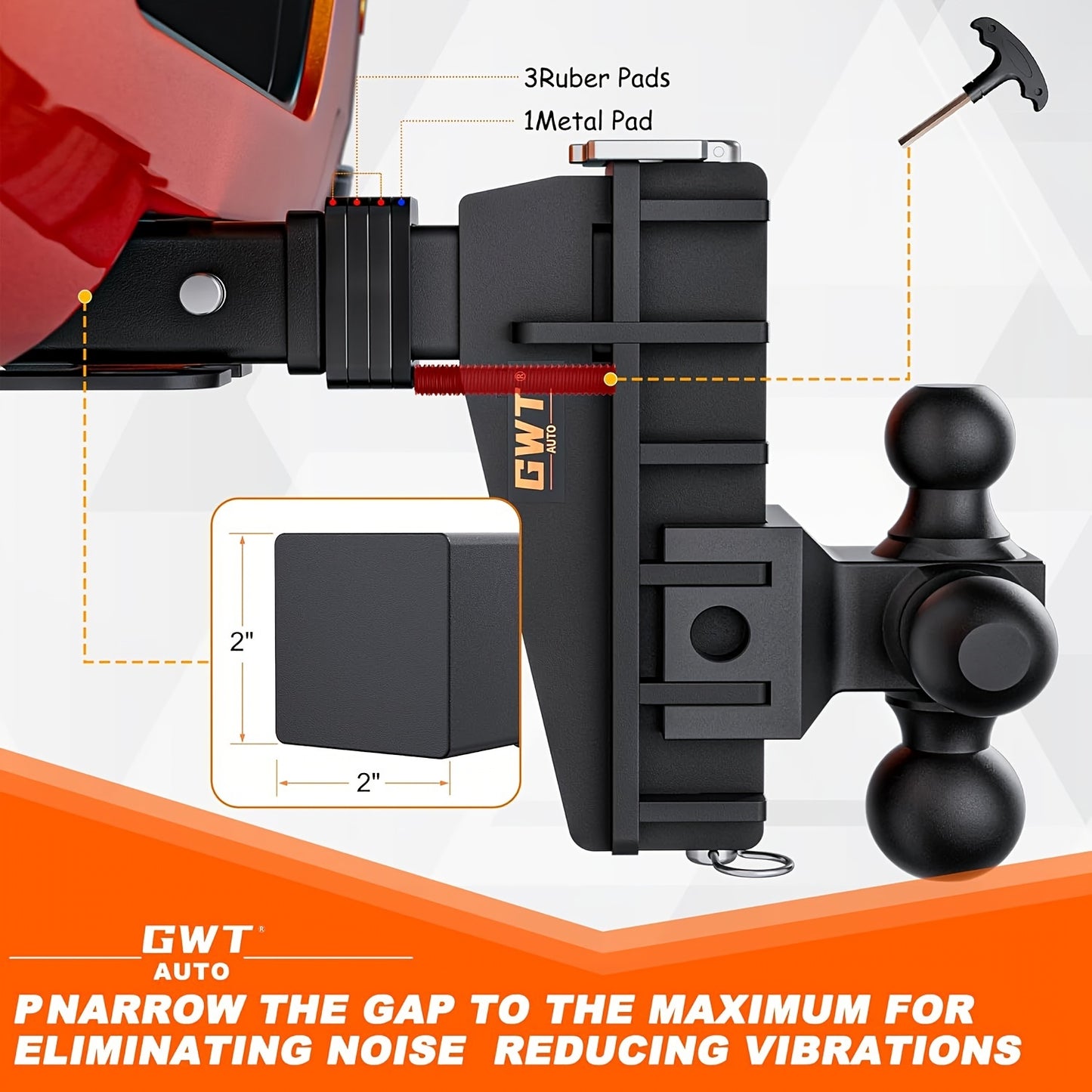 Heavy Duty 2" Trailer Hitch Receiver - 6" Drop Adjustable Tri-Ball Mount, 17000 LBS Capacity, Durable Iron Construction, Smoother Towing for RVs, Trucks & Boats, Easy Installation, Corrosion-Resistant, Sleek Black Finish