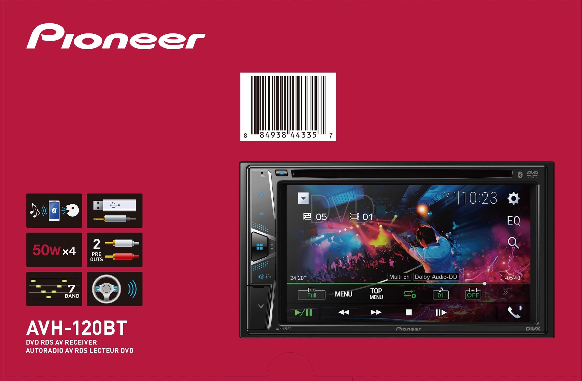 AVH-120BT Double Din 6.2" Touchscreen Bluetooth Car Stereo, Android Compatible (New)