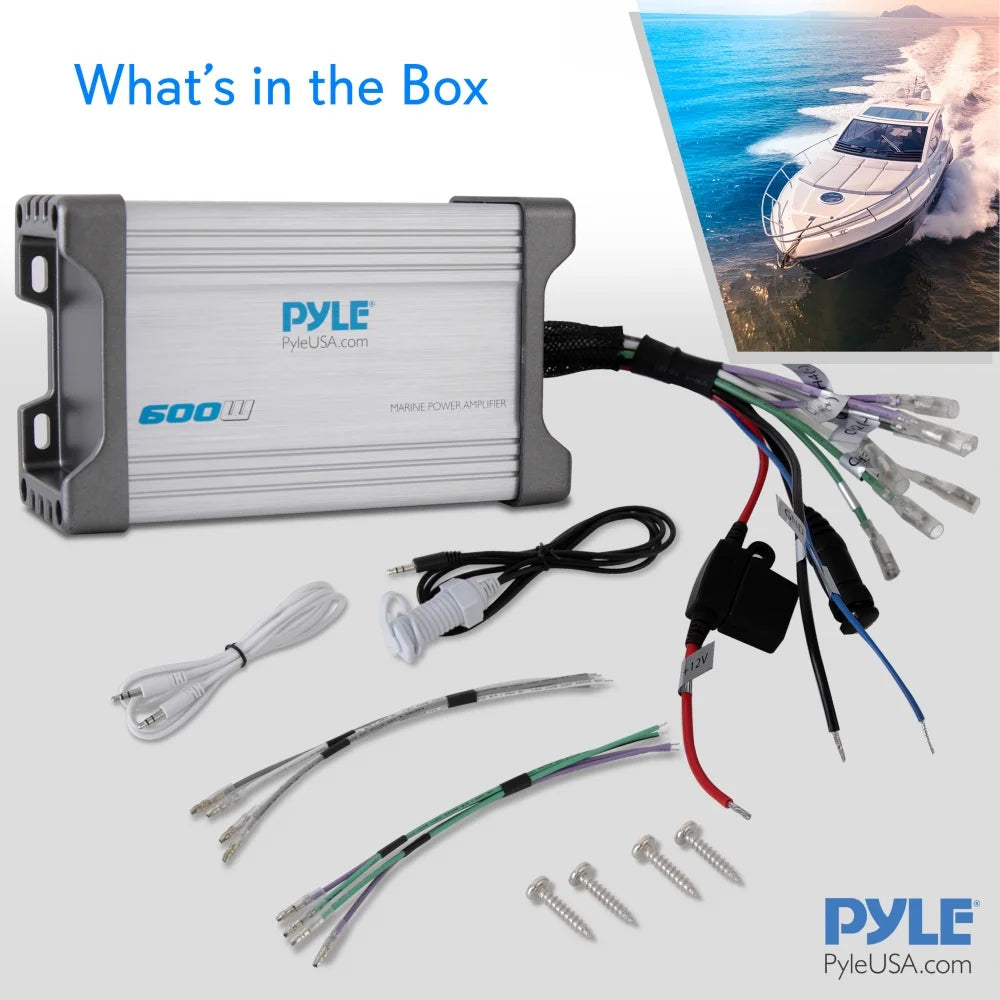 PLMRMP2A Waterproof 600 W 2 Channel Marine Power Audio Amplifier for Boats