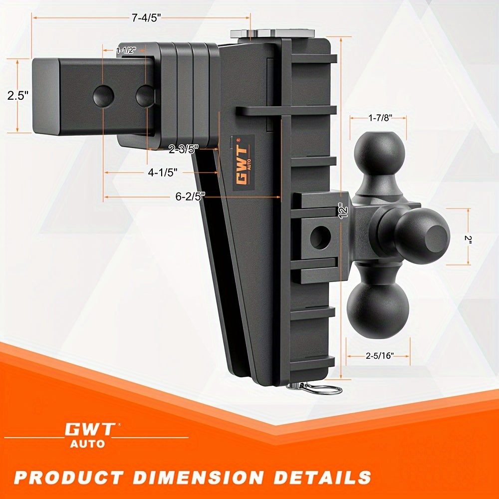 [8 Inch Drop Adjustable Hitch Receiver] Trailer Hitch 2.5 Inch Receiver 8 Inch Drop Adjustable Hitch Receiver Hitch